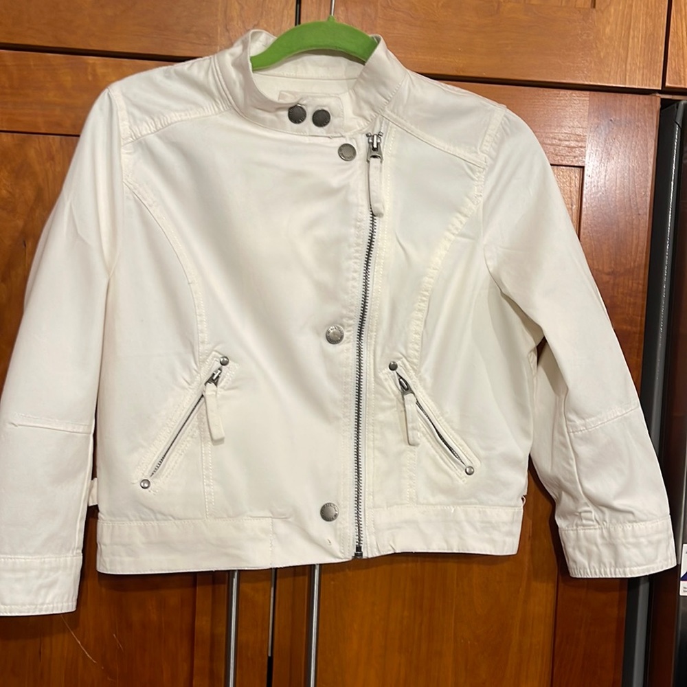 Heritage 1981 I ❤️ H 81 white cotton moto jacket, size L
